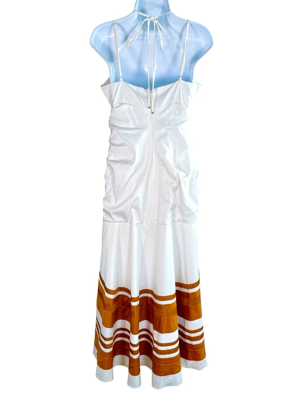 Veronica Beard Fitz Halter Midi Dress White Orange Stripe S - Picture 7 of 11